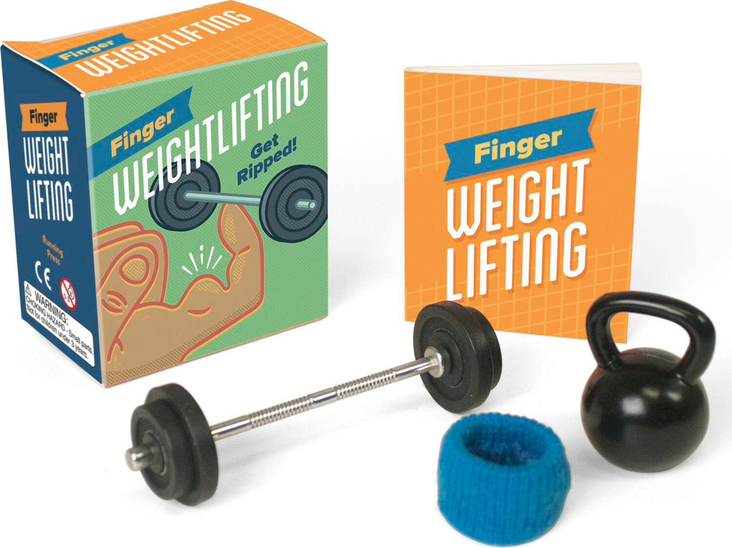 Finger Weightlifting guide with miniature weights and exercises for hand strength training
