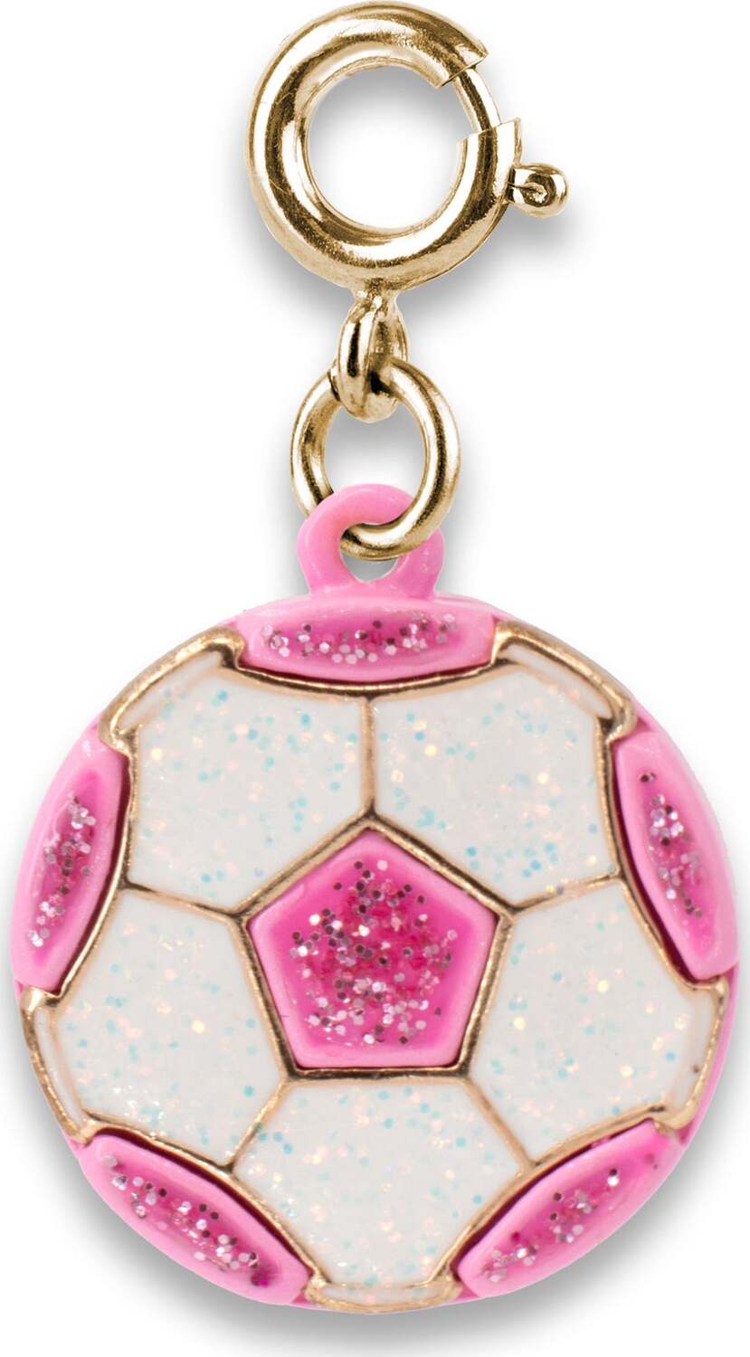 Gold glitter soccer ball charm with sparkly finish and enamel details for CHARM IT! jewelry