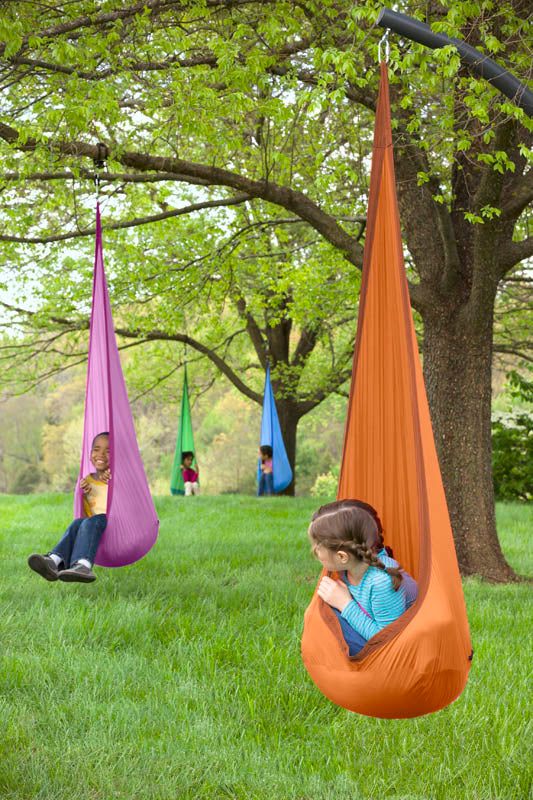 Hugglepod Lite hanging sensory pod swing for children's indoor relaxation and calm space