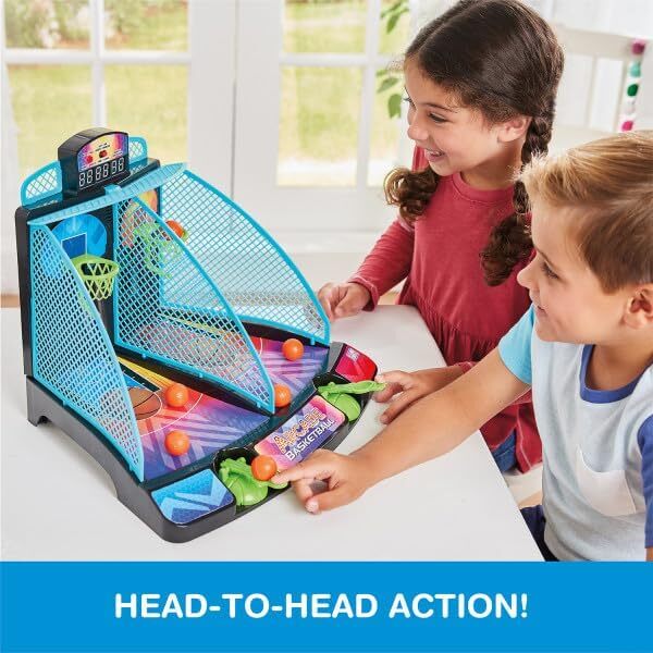 Arcade Basketball game set by Epoch Everlasting Play with LED scoreboard, launchers, basketballs and hoops for ages 6 and up