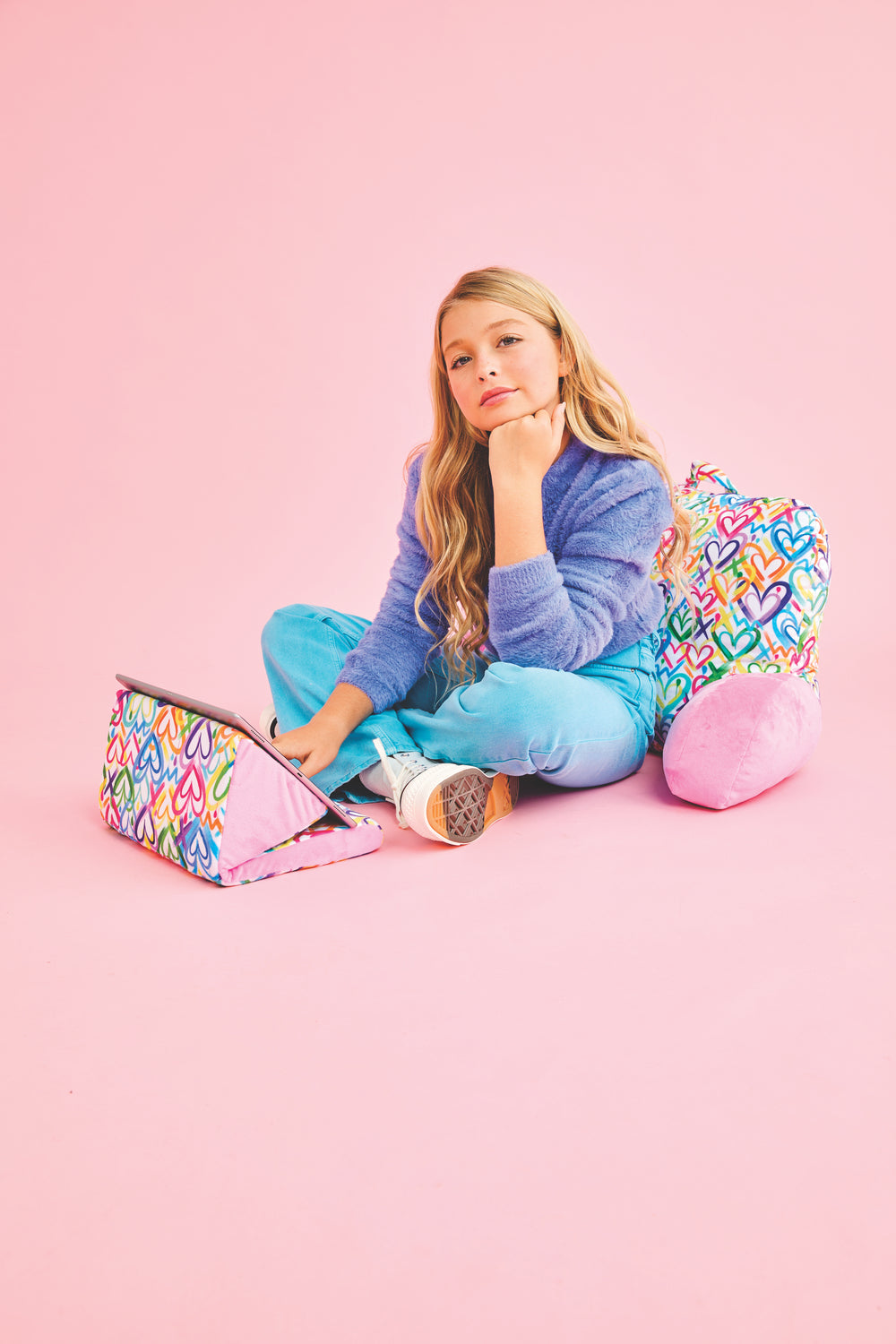 Corey Paige Hearts Lounge Pillow with heart pattern design for comfortable room decor