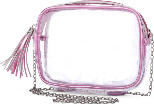 Pink Metallic Clear Crossbody Bag