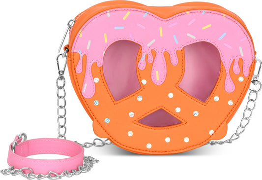 Pretzel Crossbody bag with fun pretzel shape design for quirky fashion