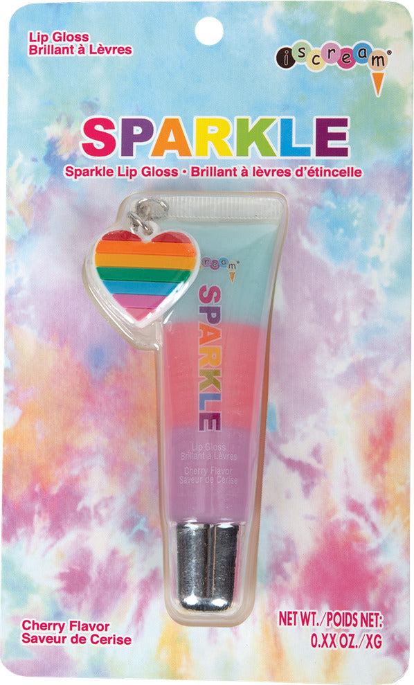 Sparkle Lip Gloss tube with charm attachment for dress-up and beauty play