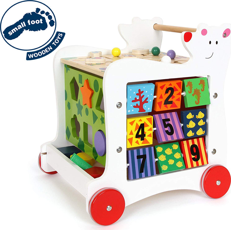 Small Foot bear walker push toy with sturdy wooden construction for toddlers learning to walk