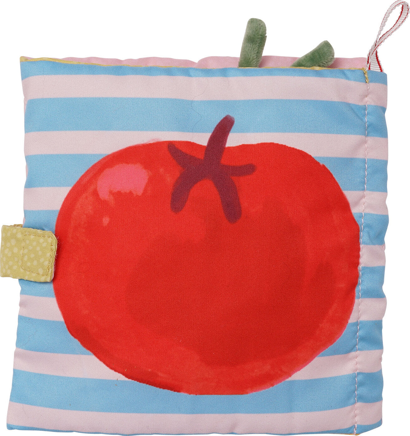 Manhattan Toy Mini-Apple Farm soft activity book with crinkle sounds, discovery mirror, and textured teether for babies and toddlers
