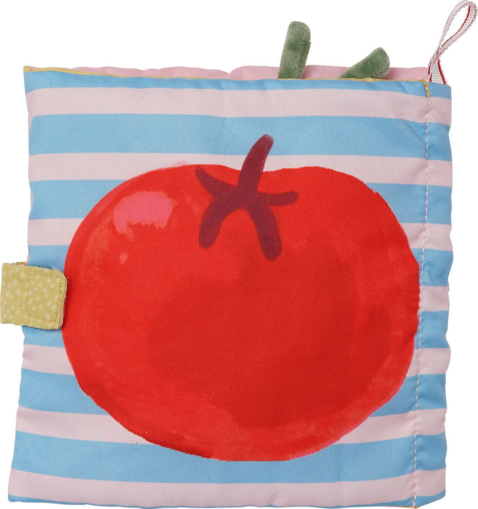 Manhattan Toy Mini-Apple Farm soft activity book with crinkle sounds, discovery mirror, and textured teether for babies and toddlers