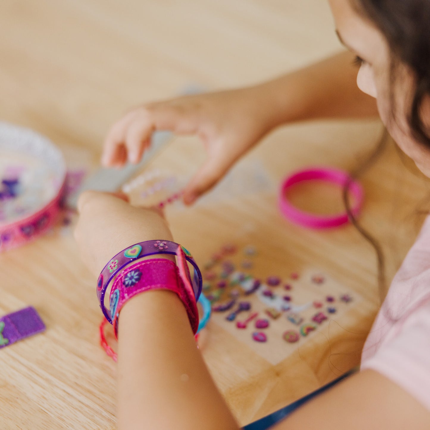 Melissa & Doug Design-Your-Own Bracelets craft kit with blank bracelets and decorating supplies