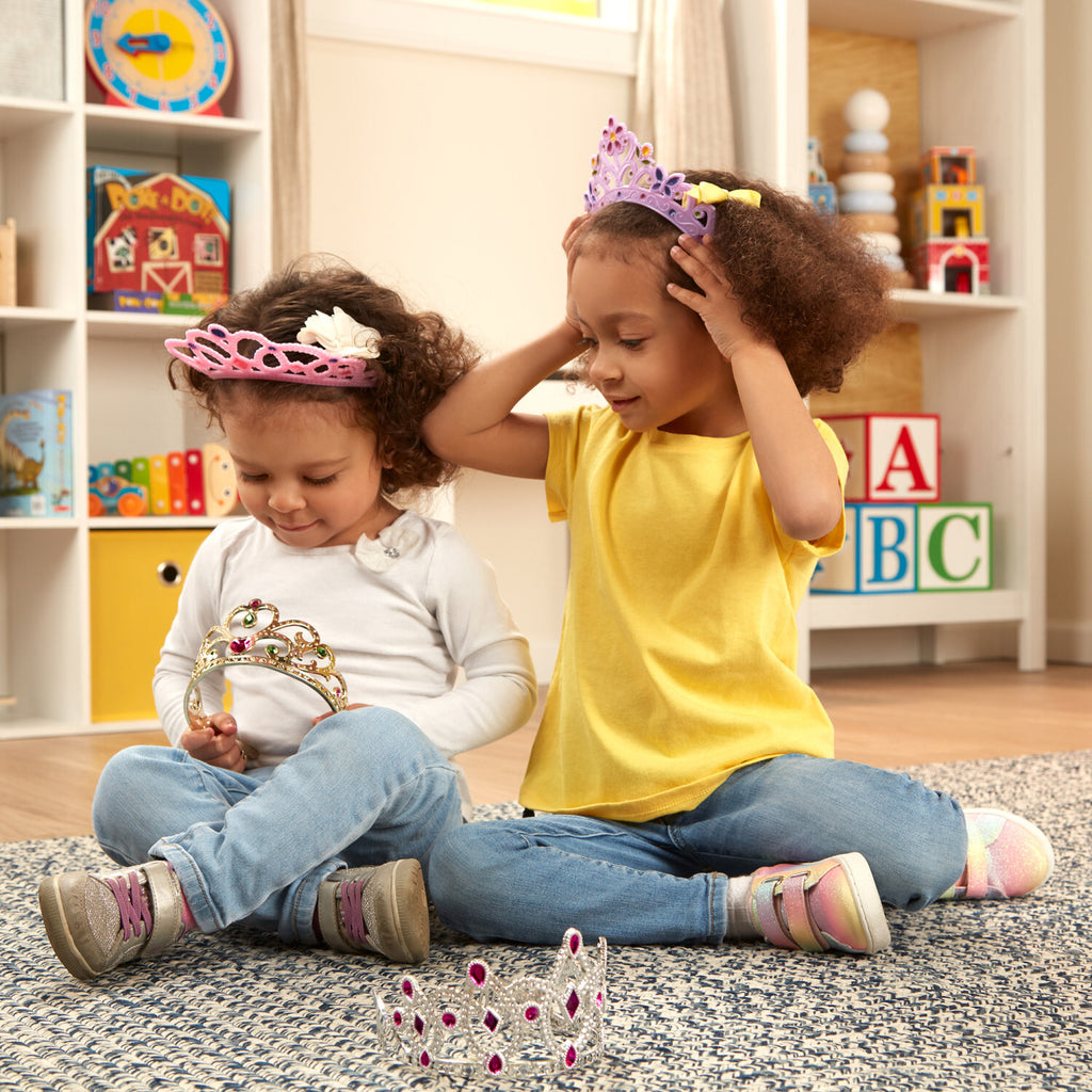 Melissa & Doug Crown Jewels Tiaras 4-pack dress up set with gold and silver crowns