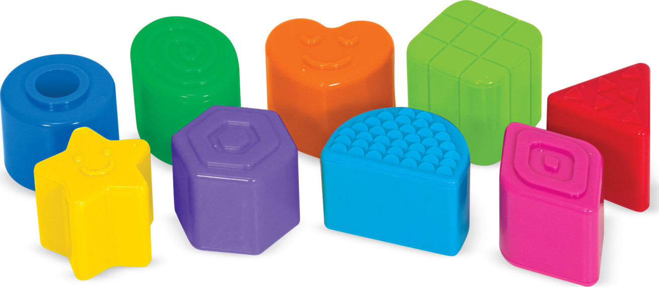 Melissa & Doug take-along shape sorter with colorful shapes and portable carrying handle for babies