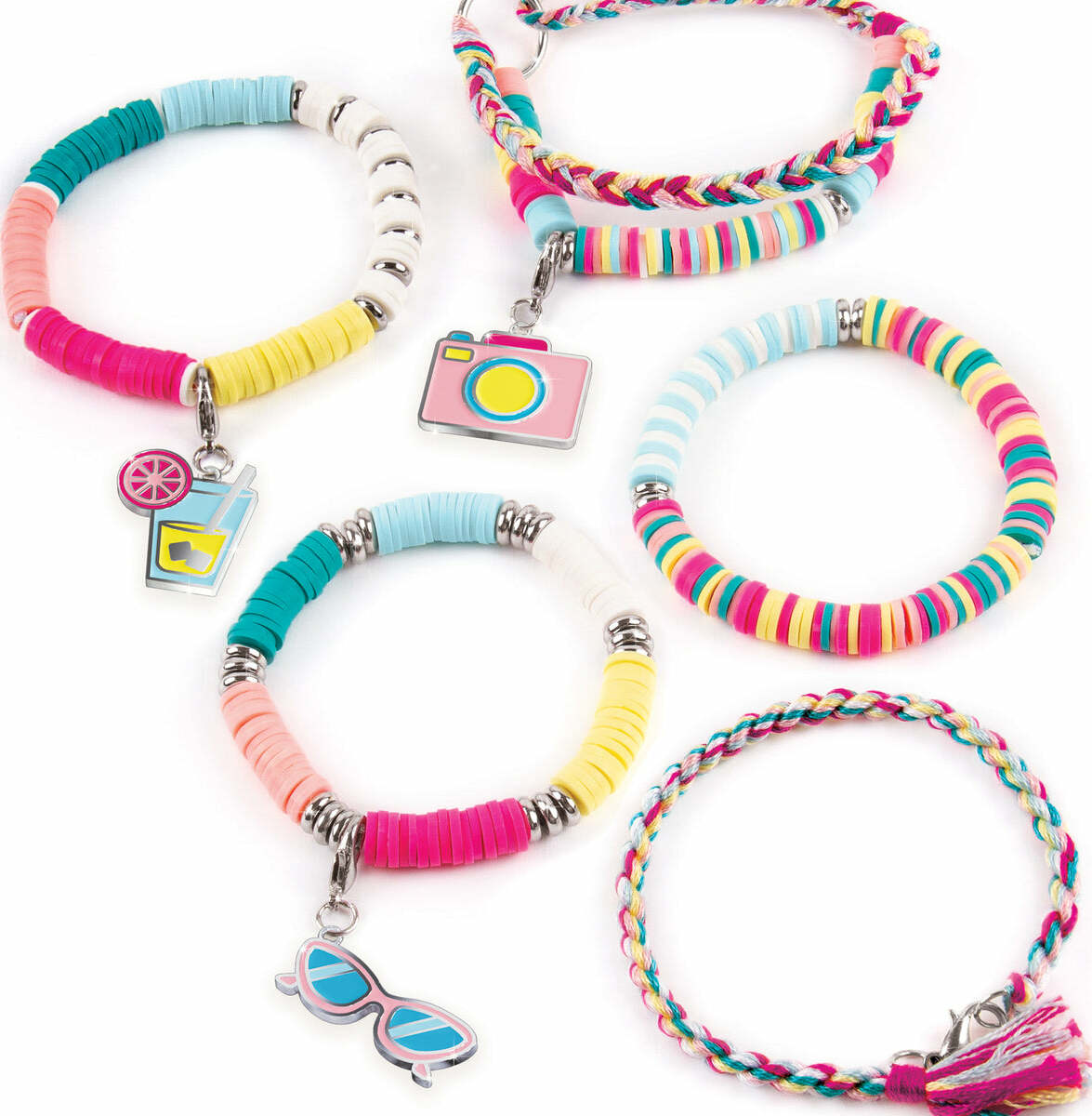 Summer Vibes Heishi Bead Bracelets kit with 528 pieces and PlayTray workstation for creating charm bracelets