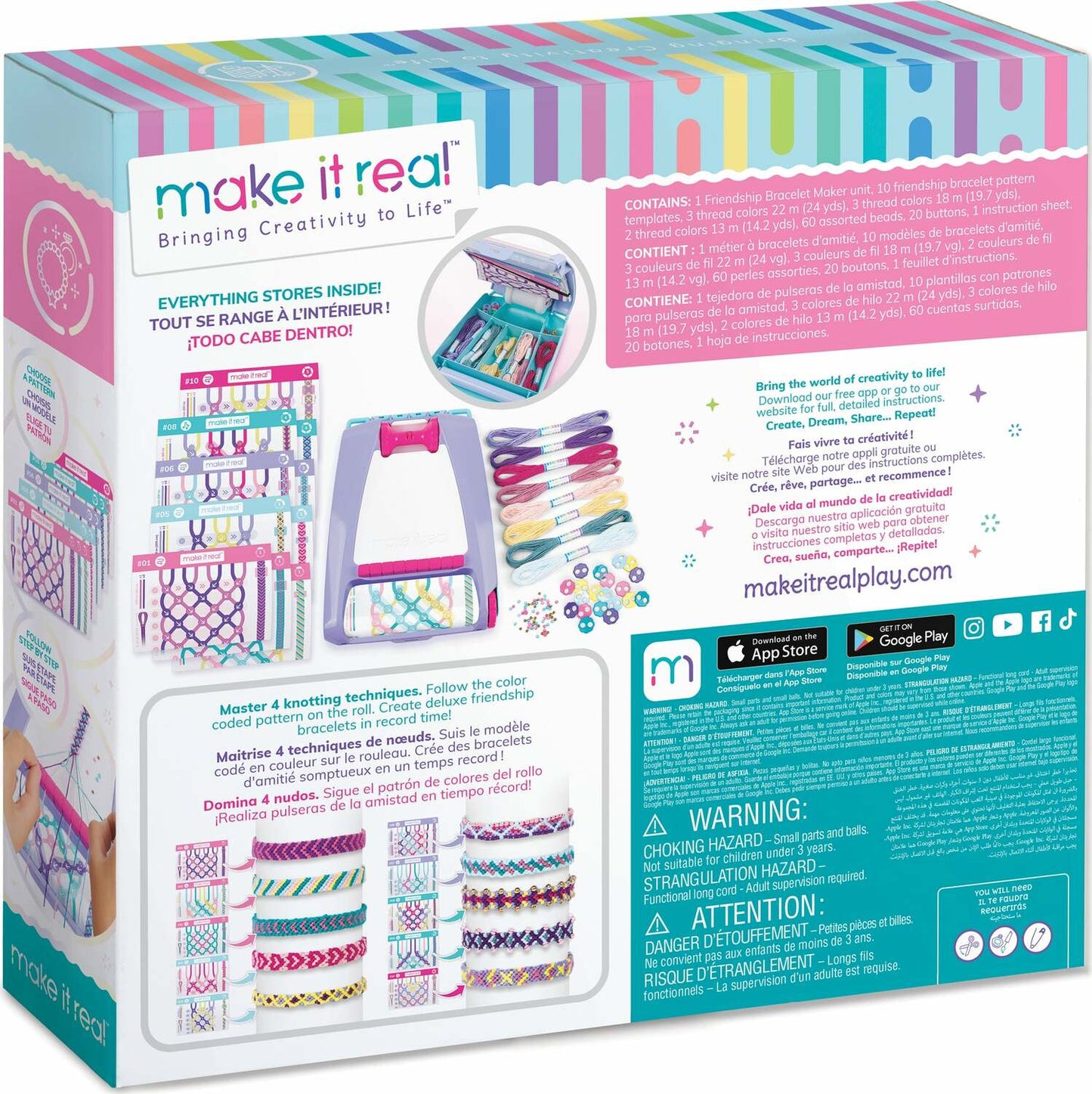 Friendship Bracelet Maker with color-coded patterns and tools for creating complex bracelet designs easily