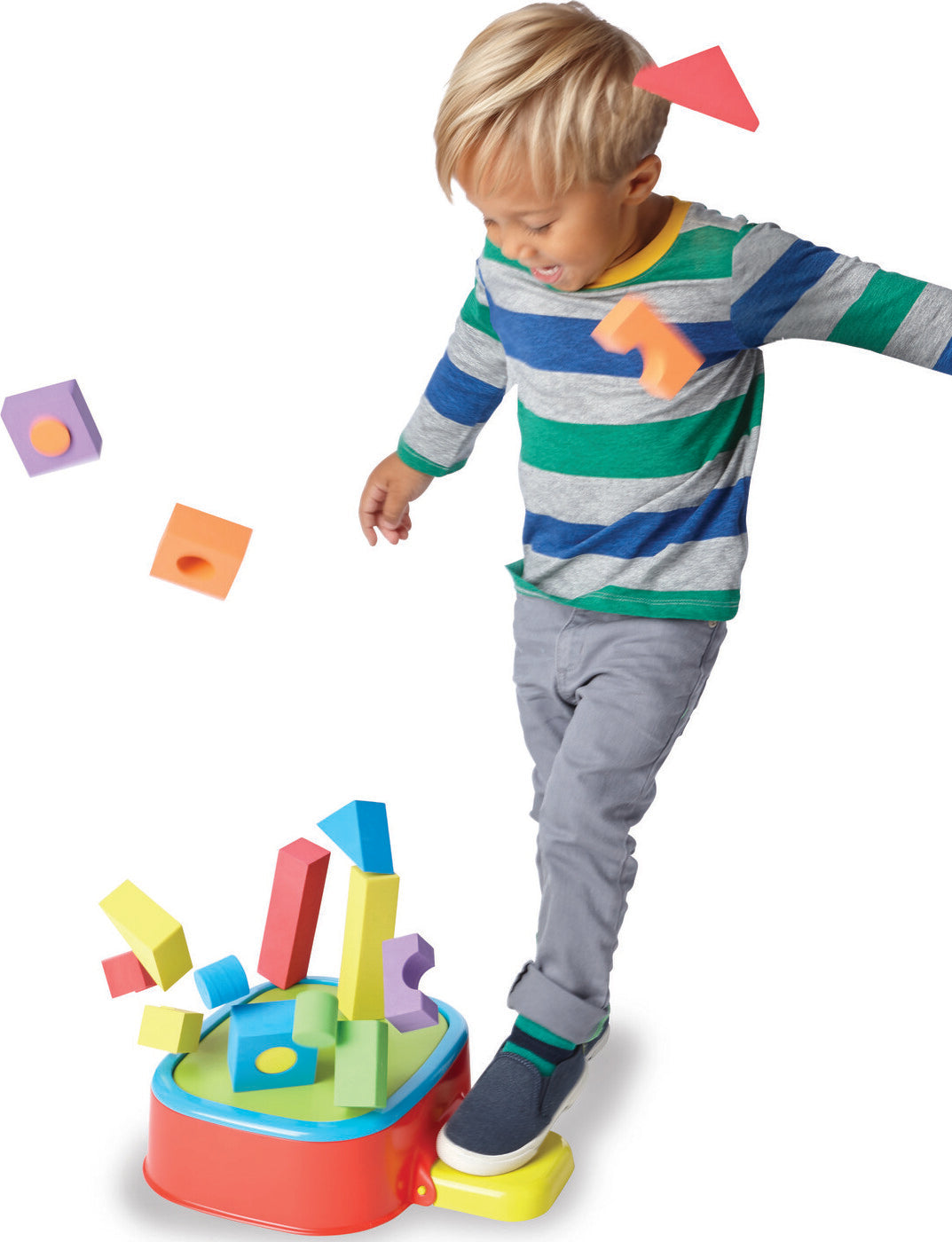 KaBlocks Blast construction set with kinetic launch pad, stomp lever and 22 foam blocks that blast over 6 feet high