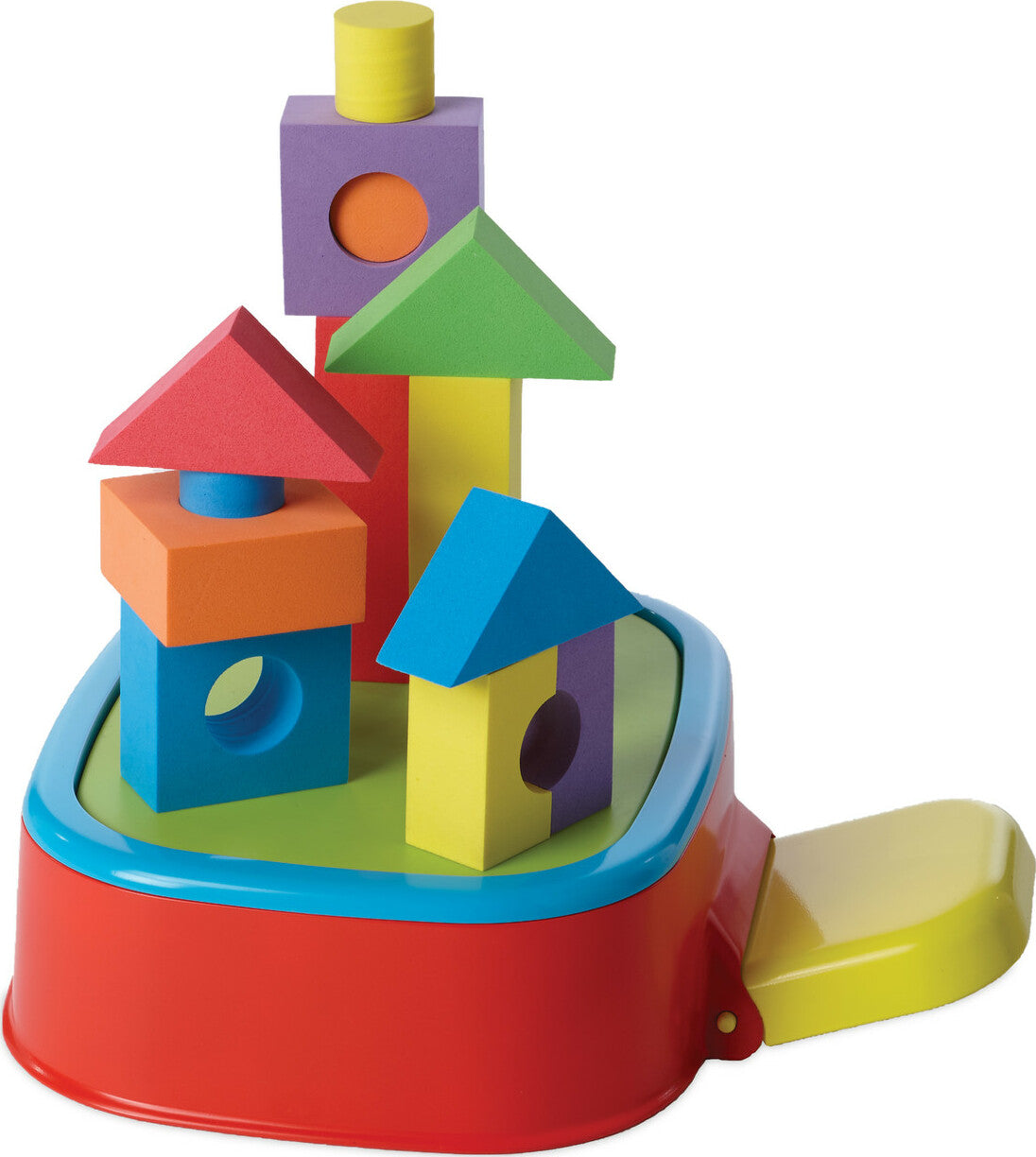 KaBlocks Blast construction set with kinetic launch pad, stomp lever and 22 foam blocks that blast over 6 feet high