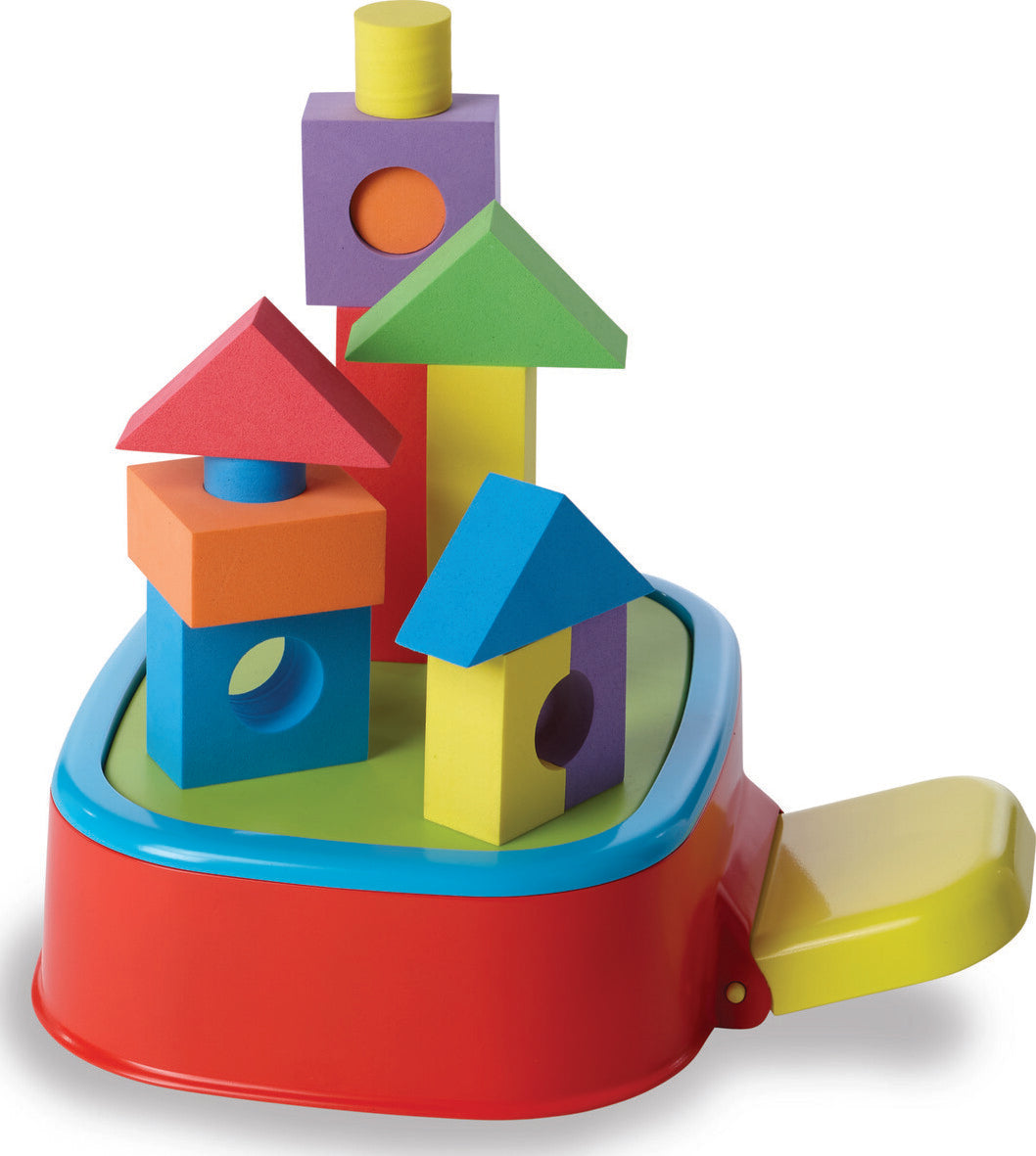 KaBlocks Blast construction set with kinetic launch pad, stomp lever and 22 foam blocks that blast over 6 feet high