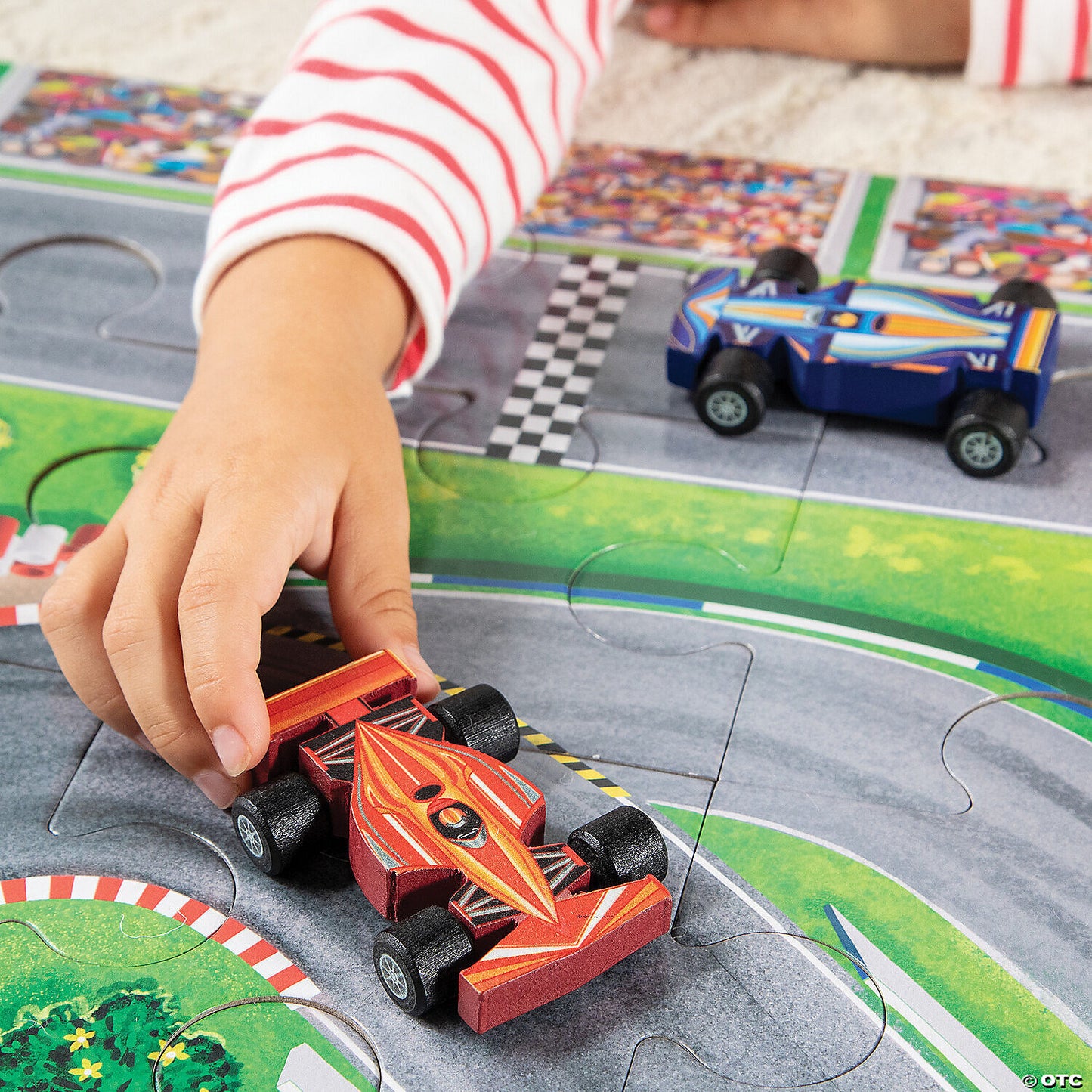 Puzzle and Play Race Day Floor Puzzle with race car theme for interactive learning