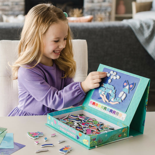 Mermaid Island sparkle mosaic craft kit with foam stickers and underwater scene templates