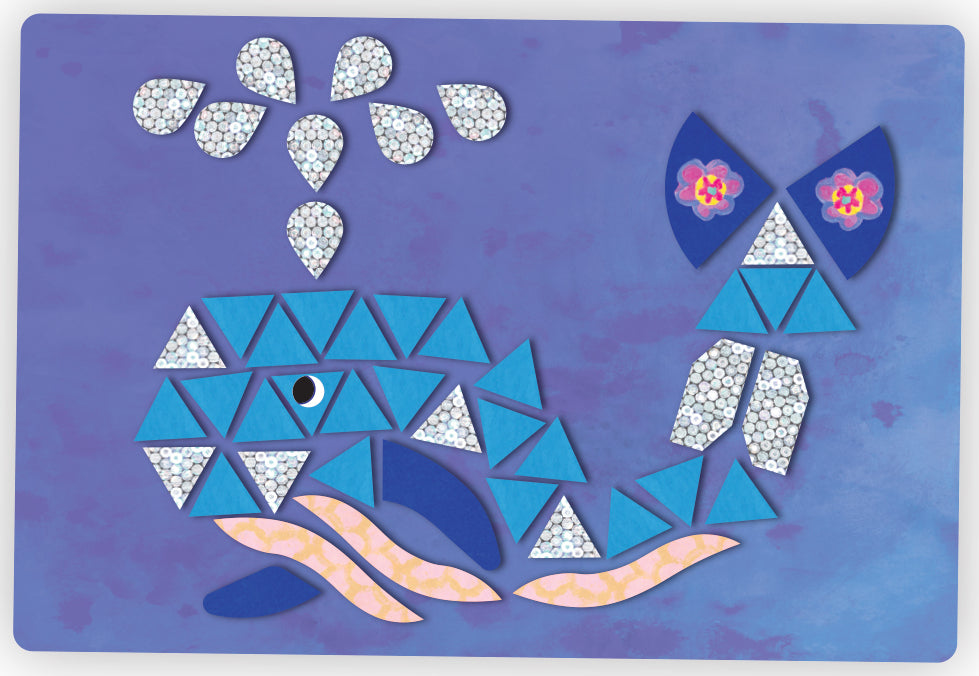 Mermaid Island sparkle mosaic craft kit with foam stickers and underwater scene templates