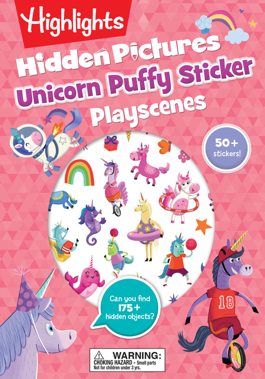 Unicorn Hidden Pictures Puffy Sticker Playscenes: Unicorn Hidden Pictures Puffy Sticker Playscenes (Highlights Puffy Sticker Plays cenes): Unicorn Sticker Activity Book with Over 50 Reusable Stickers to Decorat