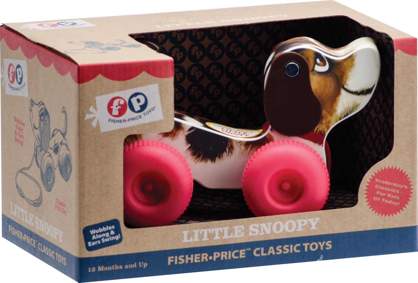 Schylling Fisher-Price Little Snoopy classic pull toy dog with wagging tail and bobbing head