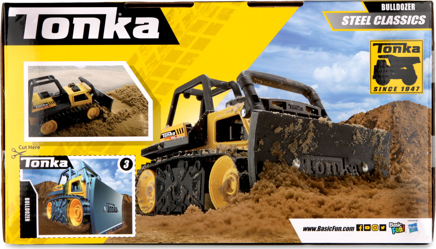 Tonka Bulldozer - Schylling classic yellow bulldozer with authentic Tonka design for rugged construction play