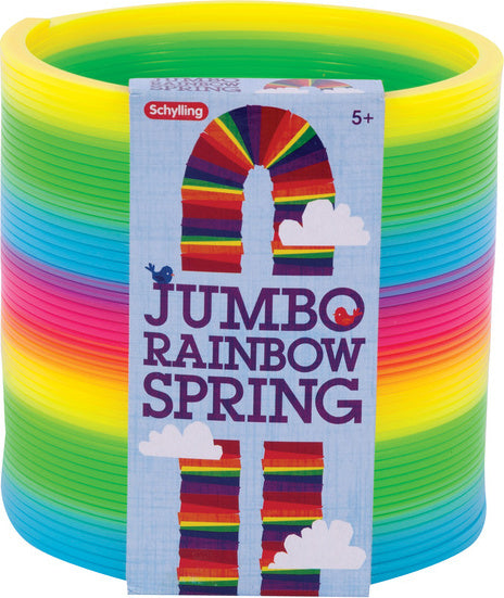 Jumbo rainbow spring toy with colorful plastic coils for stair walking and active play