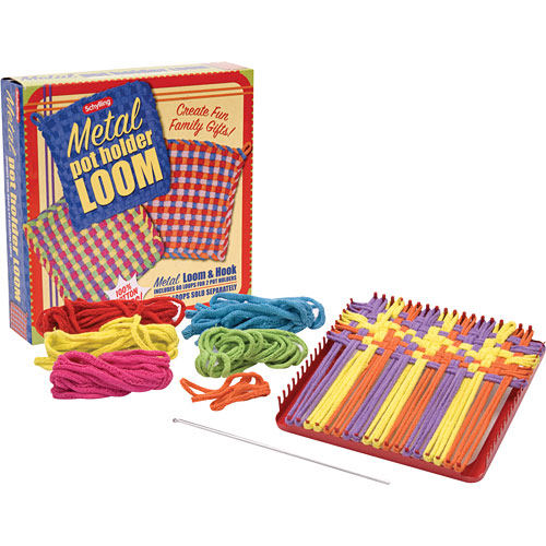 Schylling metal potholder loom with colorful cotton loops for weaving traditional potholders