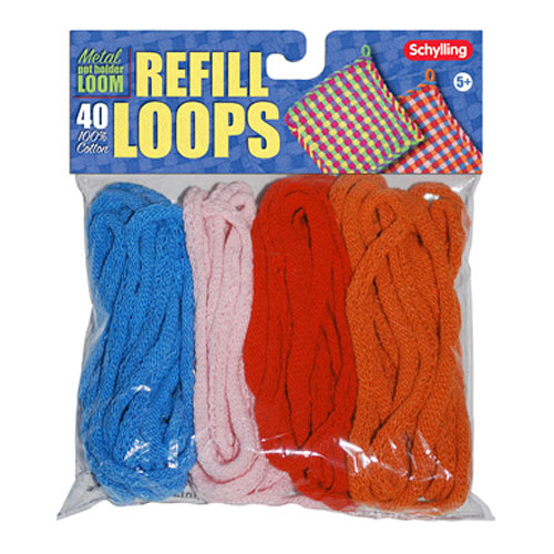 Loop Refills for Metal Pot Holder Loom containing 40 colorful loops for creating additional pot holders