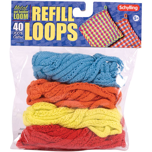 Loop Refills for Metal Pot Holder Loom containing 40 colorful loops for creating additional pot holders