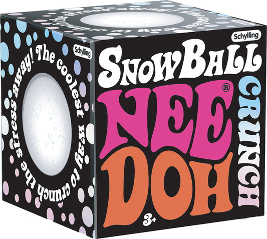 NeeDoh Snow Ball Crunch sensory fidget ball with white textured surface for stress relief and tactile play