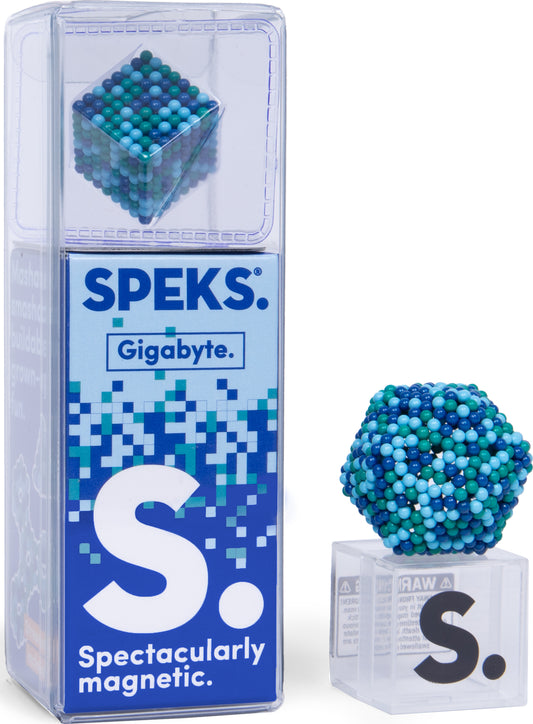 Speks Pixel Blue 512-piece magnetic building spheres in retro blue color