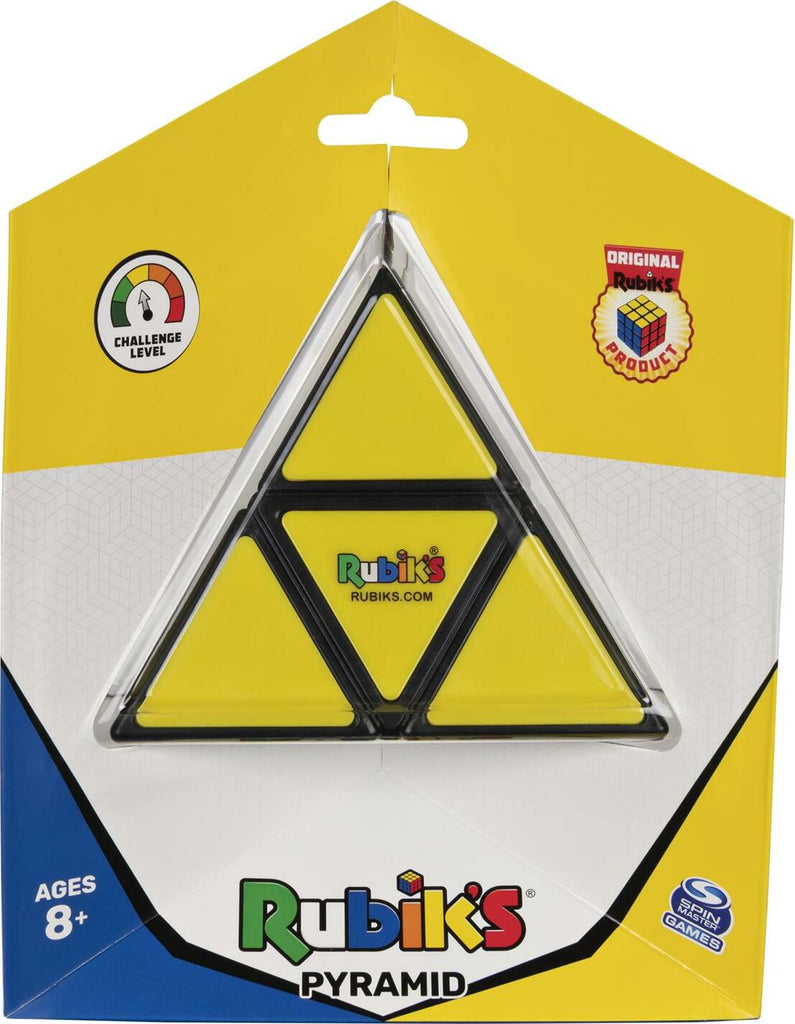 Rubik's pyramid puzzle with colorful triangular faces and smooth twisting mechanism