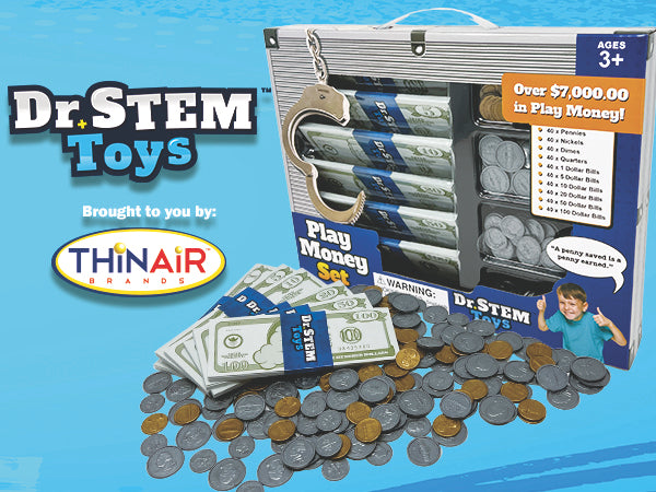 Play Money Set with $7,000 realistic play currency, 400 pieces for educational pretend play