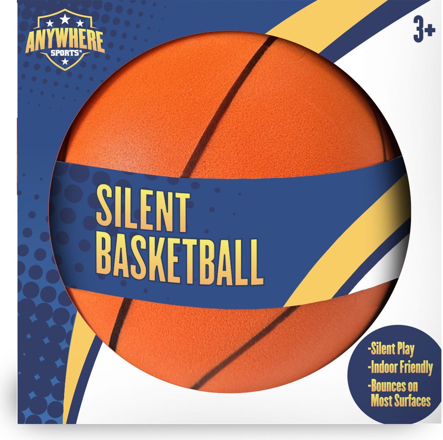 Silent 9.5" Basketball - Quiet bounce basketball with sound-reducing design for indoor play