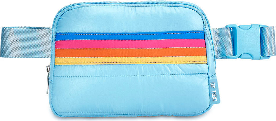 Blue Puffer Retro Striped Belt bags