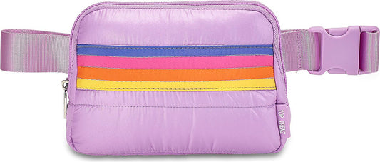 Purple Puffer Retro Striped Belt Bag