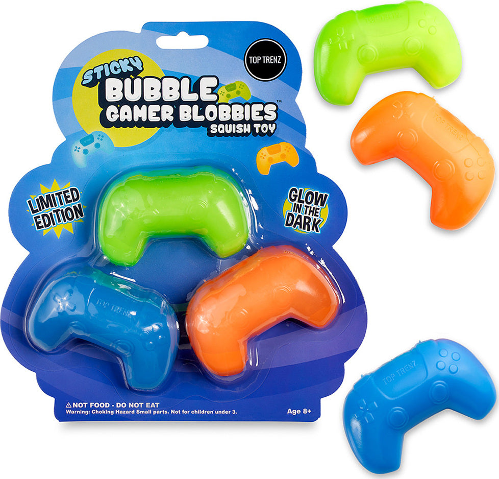 Sticky Bubble Gamer Blobbies squishy gaming-themed balls that glow and stick to walls