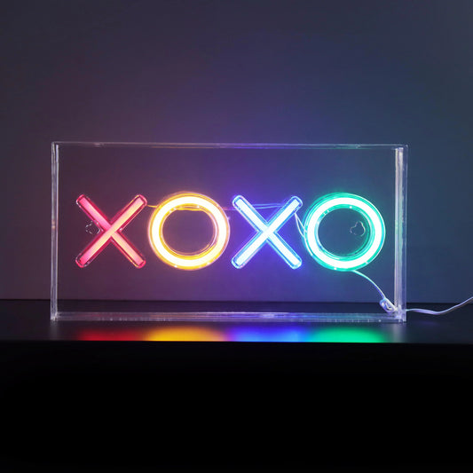 Acrylic frame XOXO neon sign for desktop or wall mounting with LED lighting