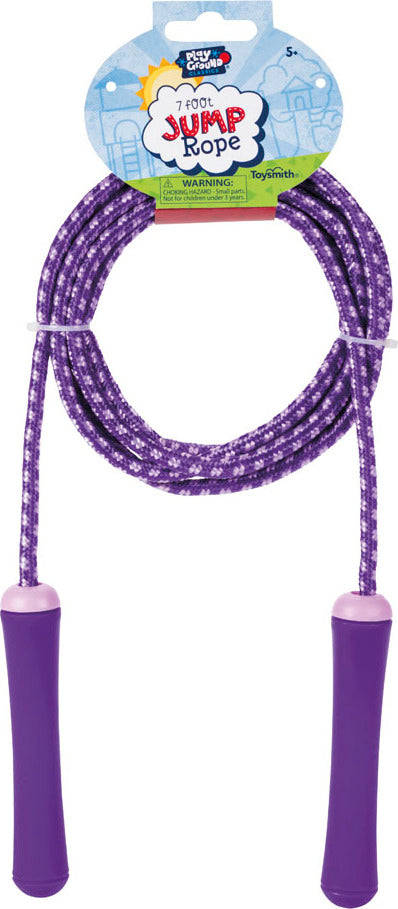Playground Classics 7ft Jump Rope assorted colors with pivoting plastic handles for playground exercise and cardio fun
