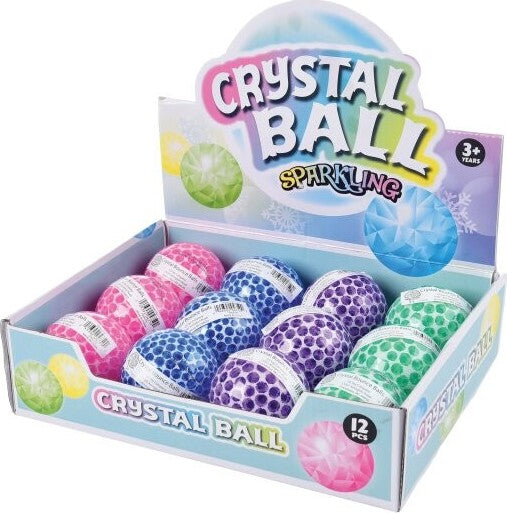 Crystal Bounce Ball set of 12 colorful patterned rubber bounce balls in 1.27 inch diameter with assorted designs